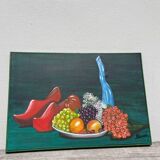 Still life with clogs and fruit / oil on canvas