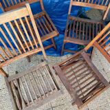 Set of 4 folding garden chairs in exotic wood