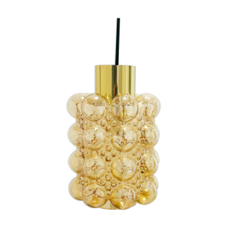 Mid-century amber bubble glass pendant or ceiling lamp by helena tynell for limburg, germany, 1960s