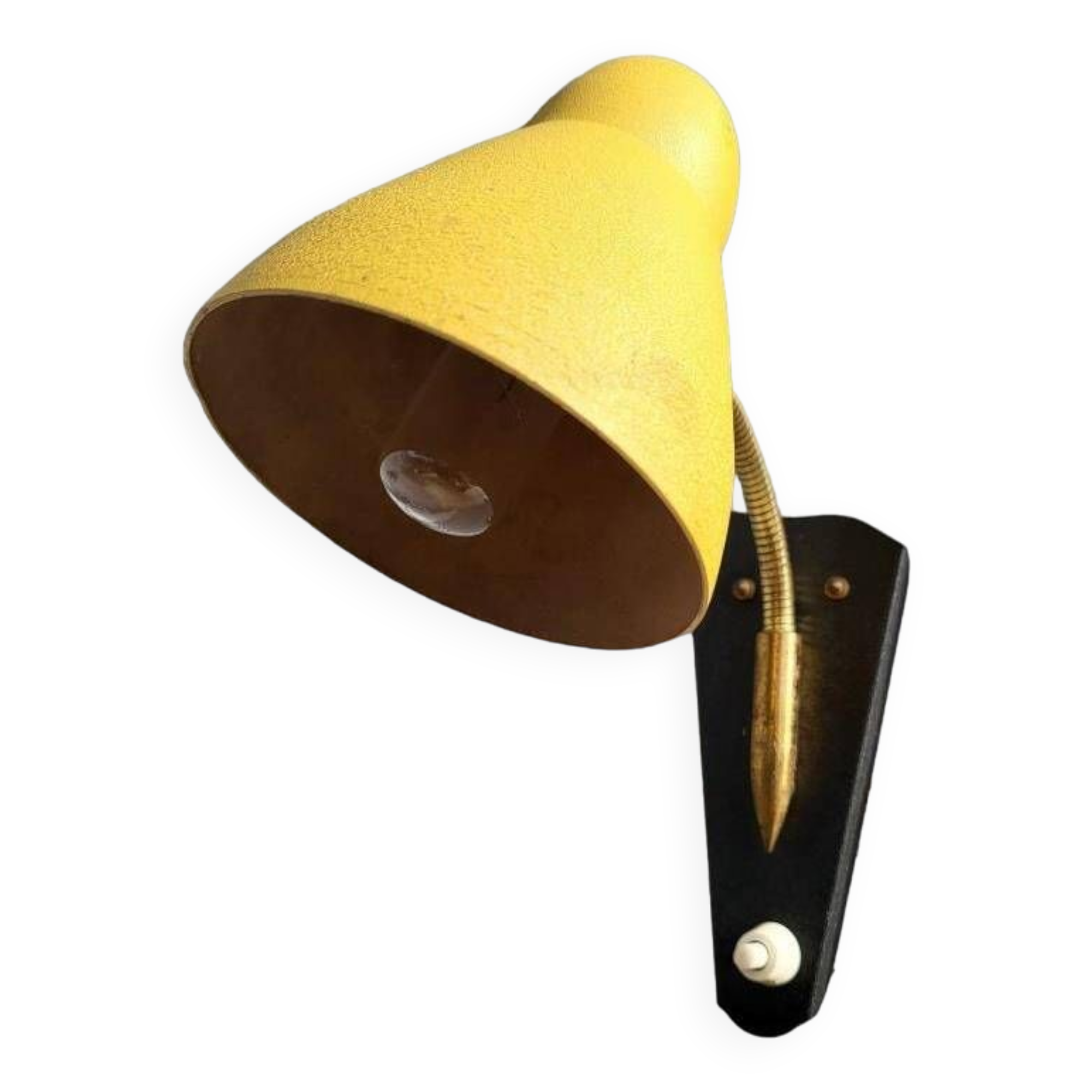 Yellow adjustable casserole wall light 1950