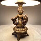 Retro cherub and fish brass lamp