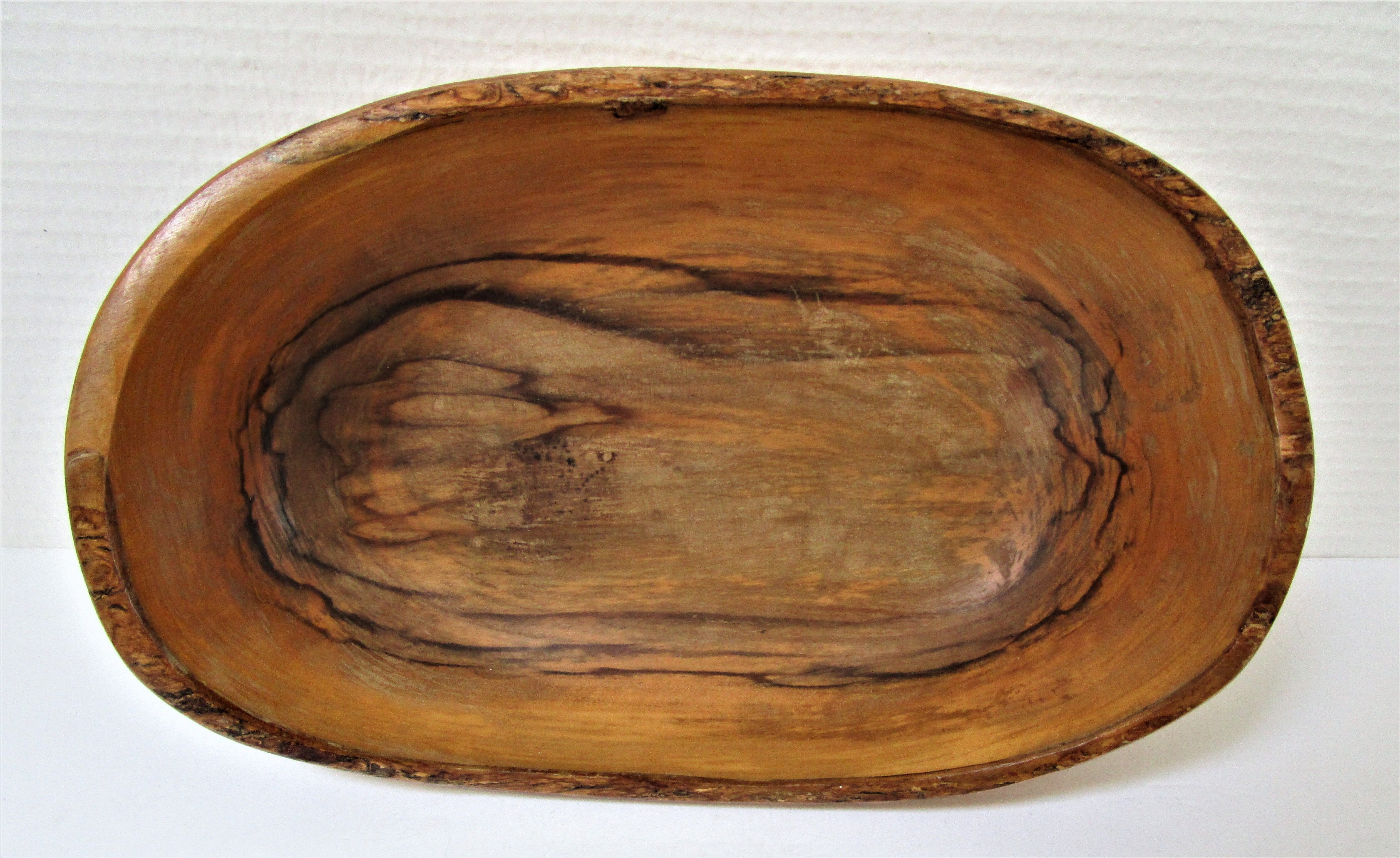 Large fruit cup in vintage carved solid walnut