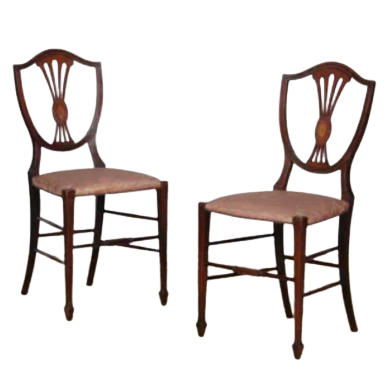 Pair of chairs, English work from the late 19th century.