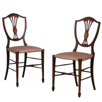 Pair of chairs, English work from the late 19th century.