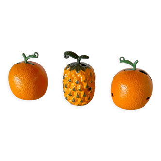 Briquet vintage en forme de fruit orange et ananas - fonctionne au gaz