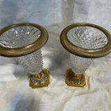 Paire de vases cristal et bronze XIX