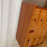 Chest of drawers in rattan and bamboo