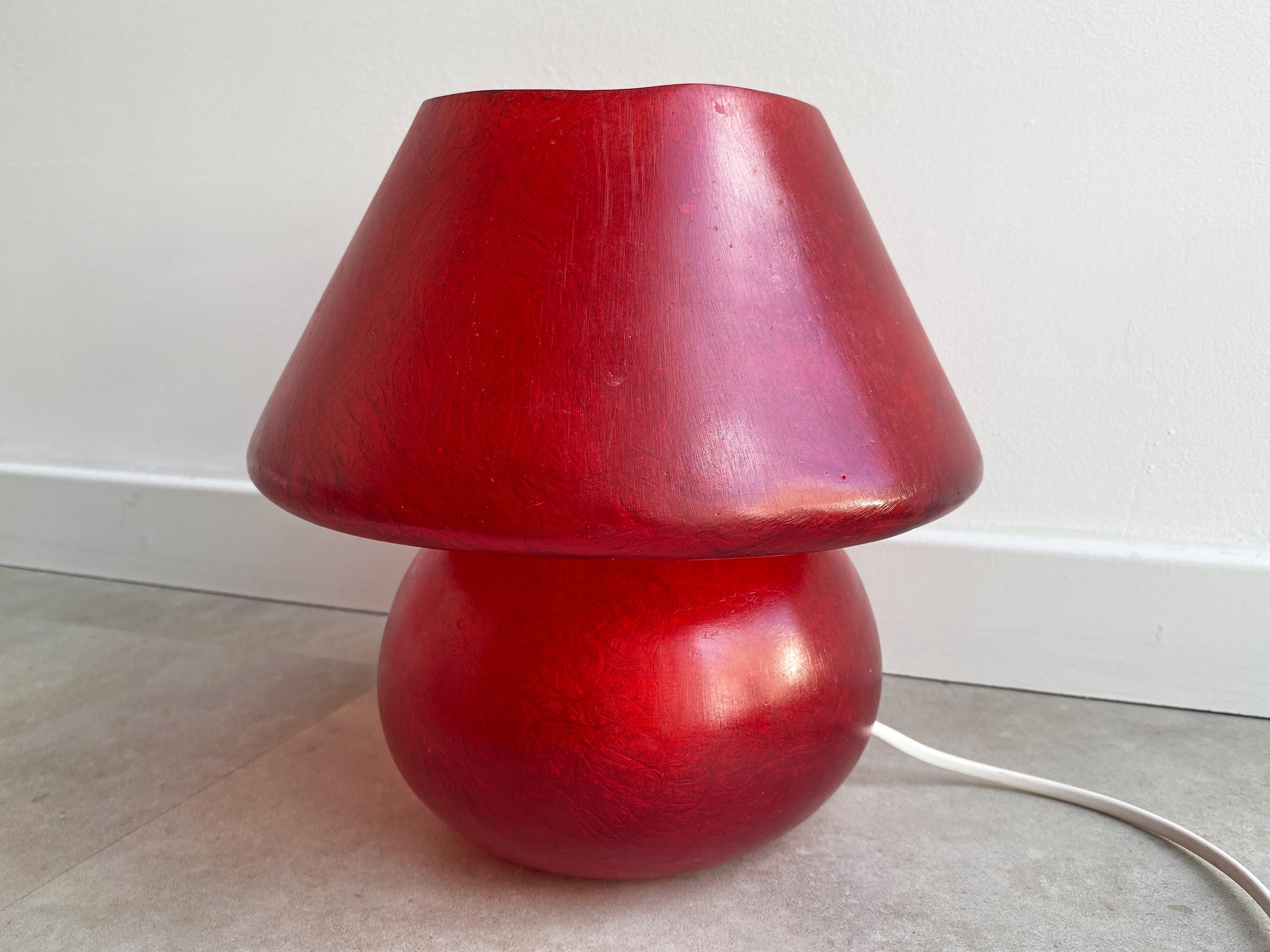 Large vintage fiberglass mushroom table lamp