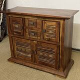 Buffet en bois d'acacia massif 4 portes, 2 tiroirs