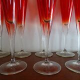 10 flutes a champagne vintage en verre rouge rubis