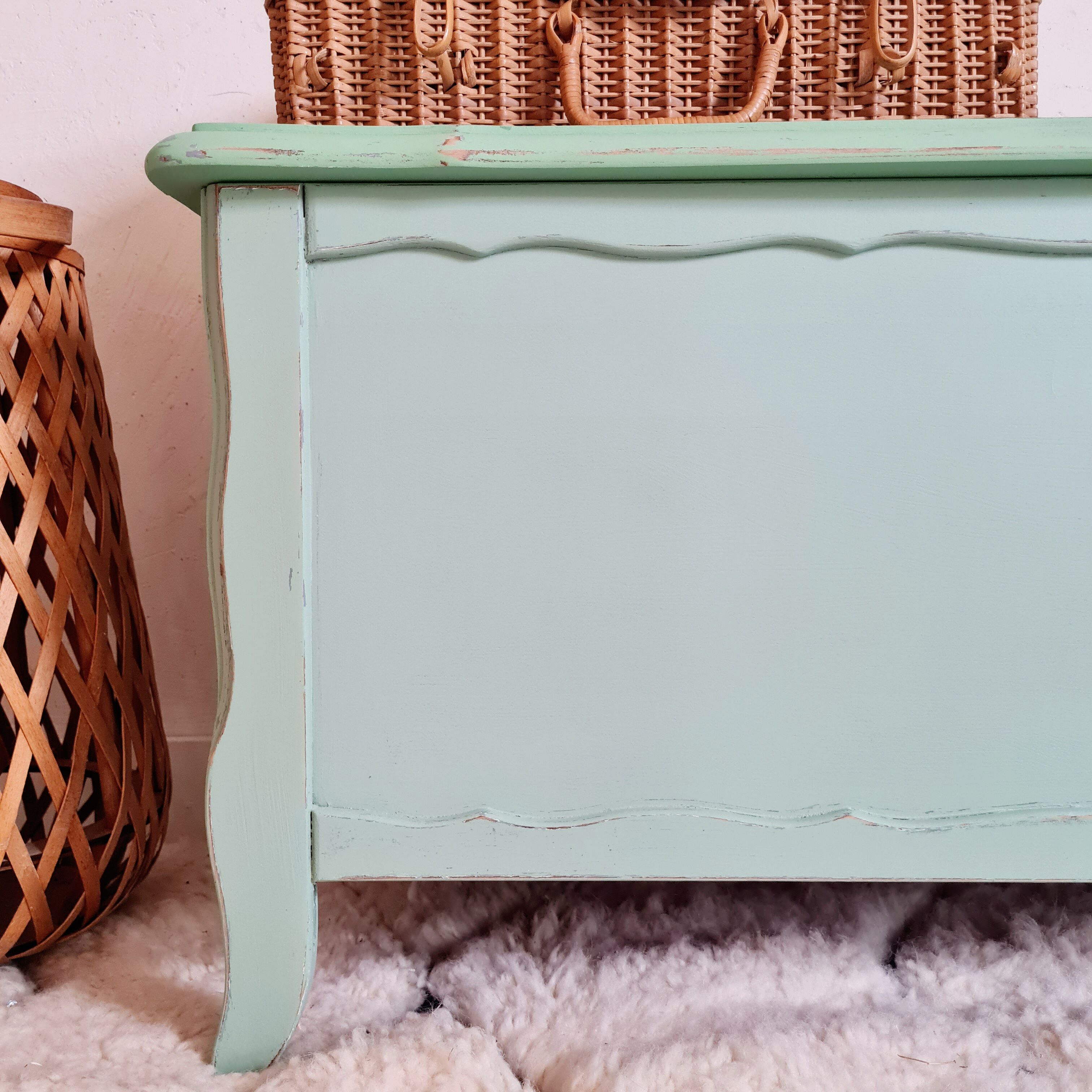 Old toy chest renovated green