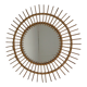Vintage round bamboo mirror with faceted glass, 1950s