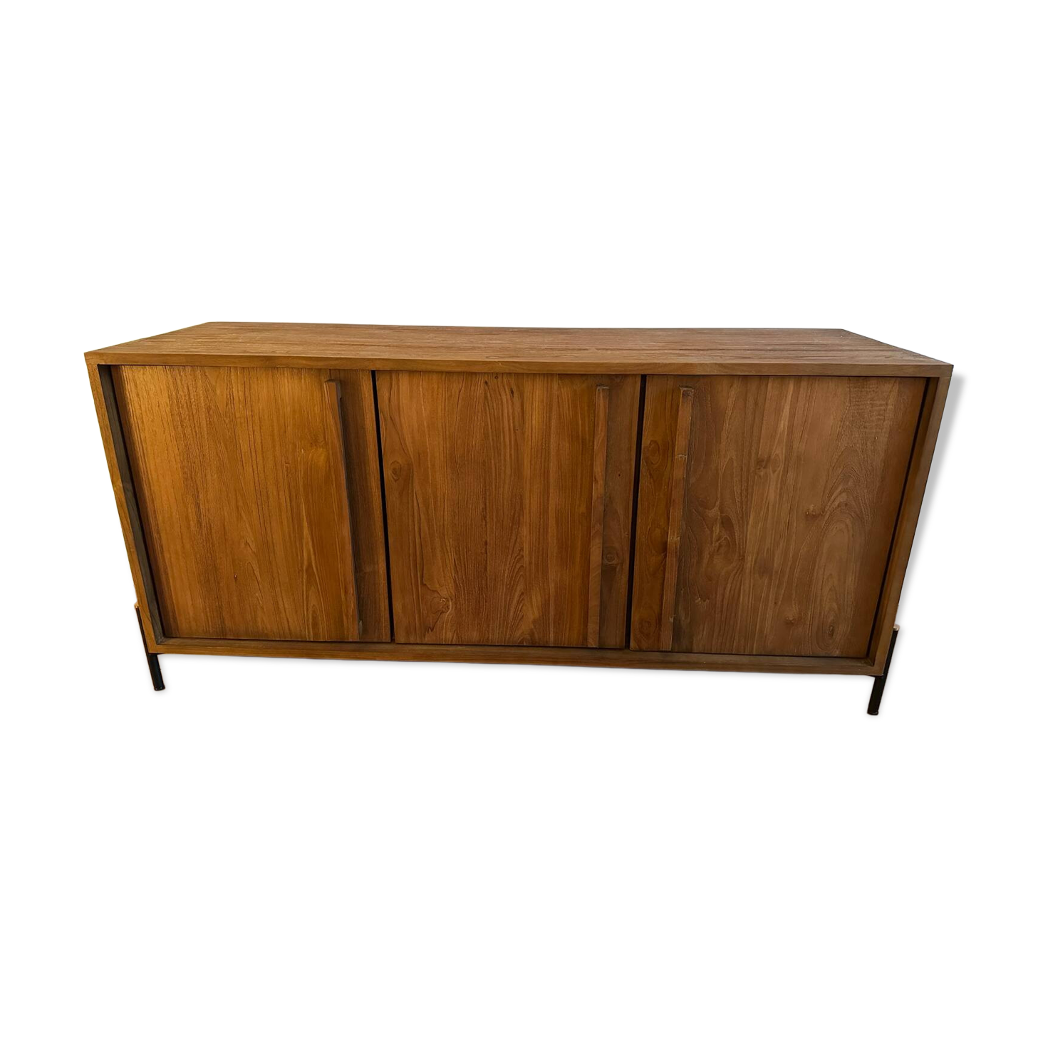 Sideboard made from recycled teak and metal legs