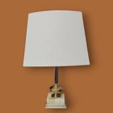 Hollywood Regency table lamp in gold brass and onyx - 1970s