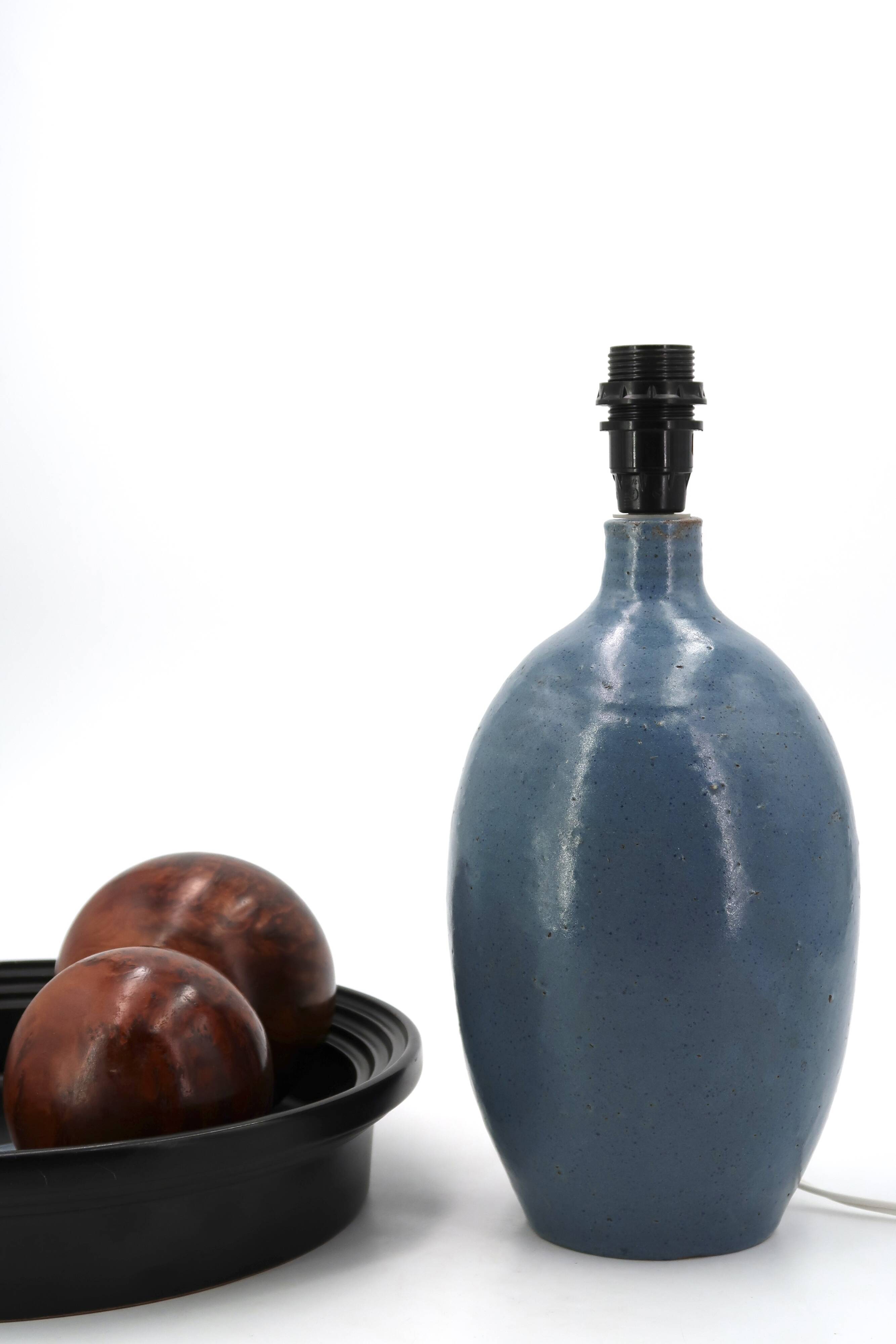 Potter's lamp in blue glazed ceramic, 1970s