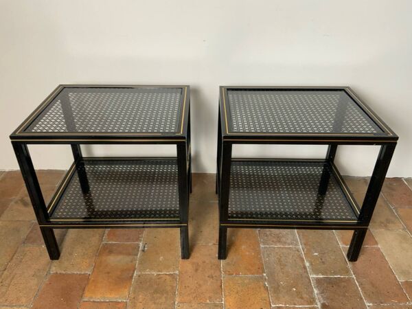 Paire de tables d’appoint vintage 70 Pierre Vandel