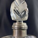 Art Deco design crystal bottle with solid silver Minerva frame