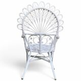 Emmanuelle Peacock white rattan armchair 1970