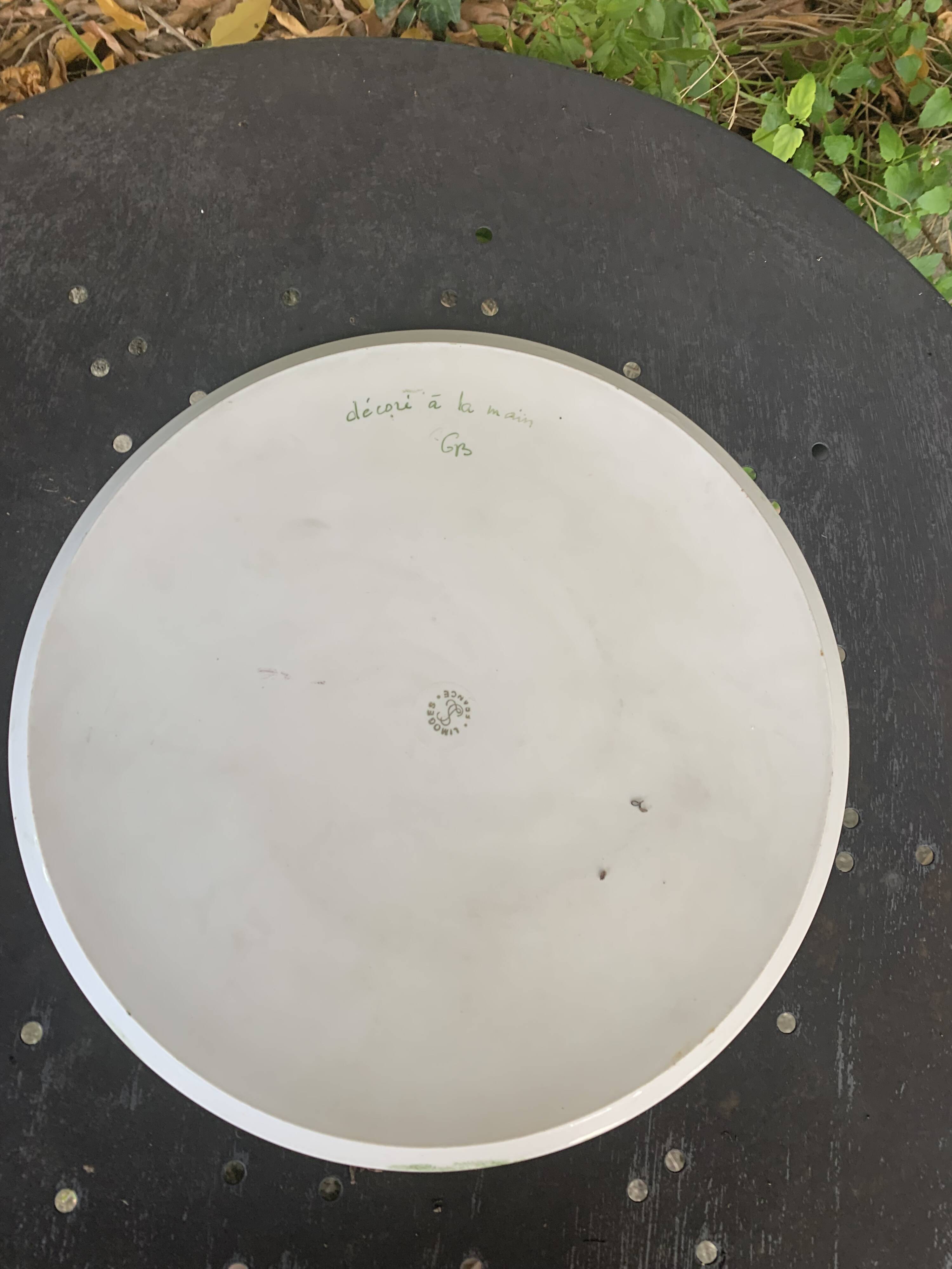 Limoges France cake dish, hand decorated, hand painted, vintage