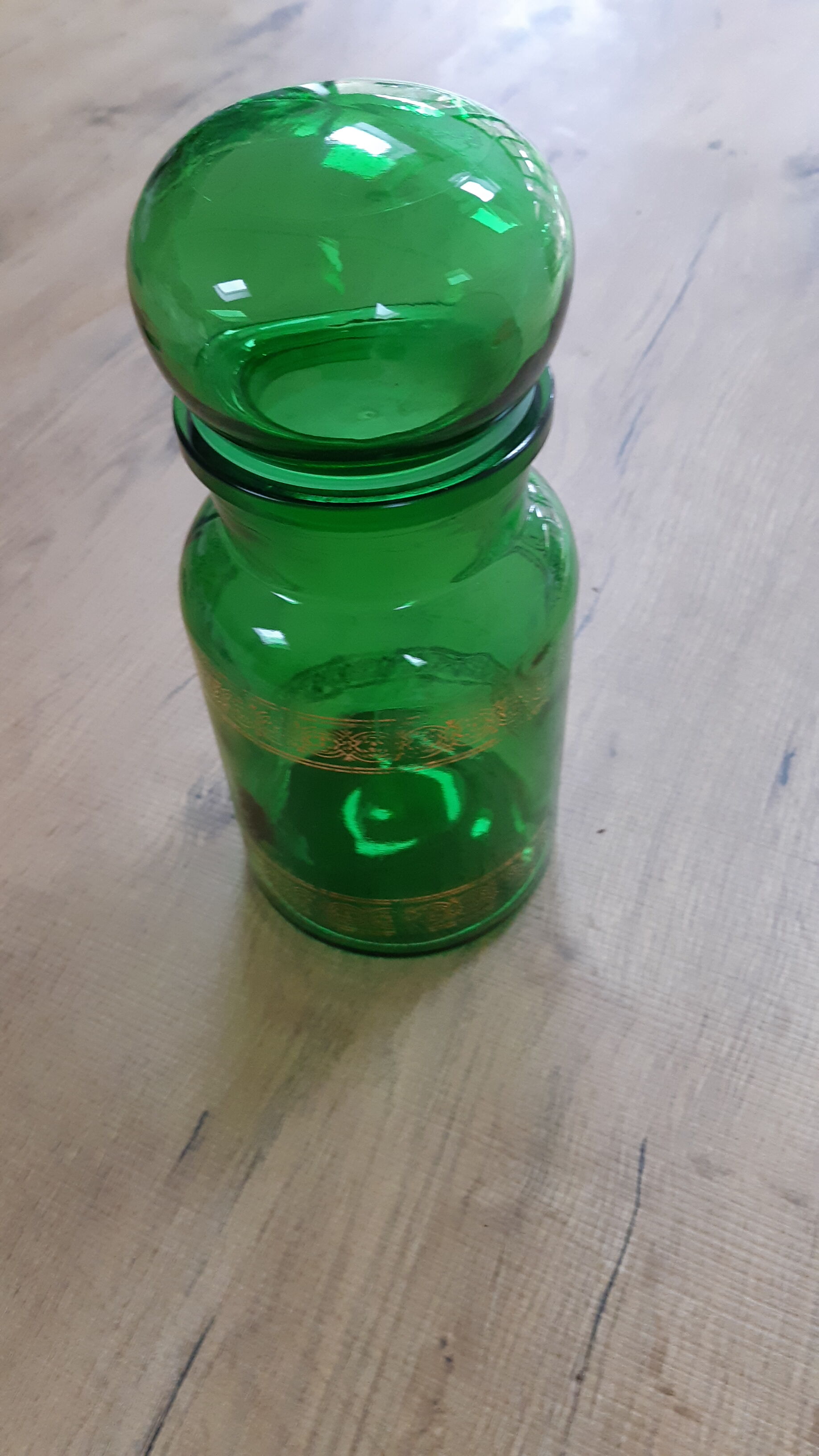Green glass jar