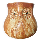 Cache pot " hibou " en grès années 50 60