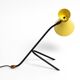 Large Mid Century Modern tripod table lamp with yellow diabolo lampshade