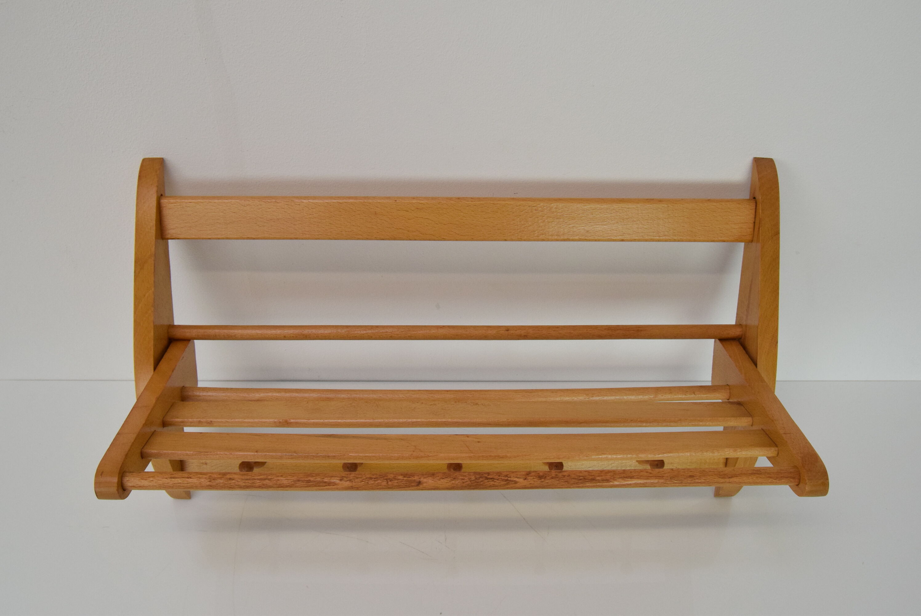 Mid-century wall folding  hanger and shelf, 1960's.