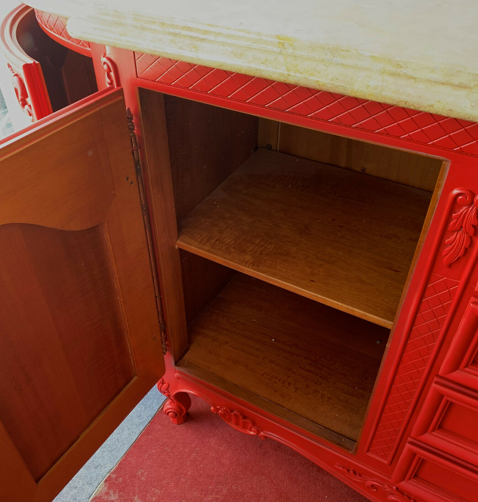 half-moon hunting furniture Louis XV Rocaille in lacquered wood