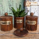 Wooden spice jars