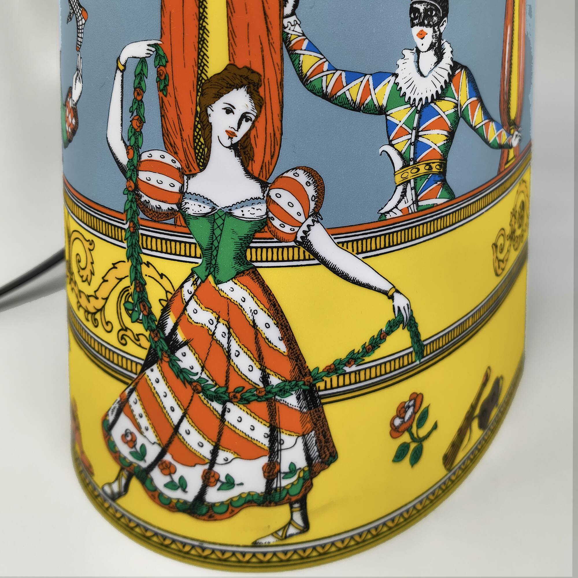 1990s Gorgeous "Commedia dell'Arte" Table Lamp by Piero Fornasetti for Anto