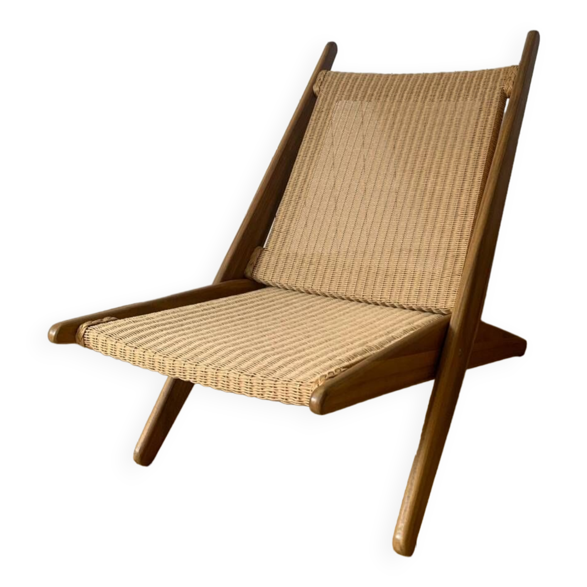 Scandinavian style wooden deckchair