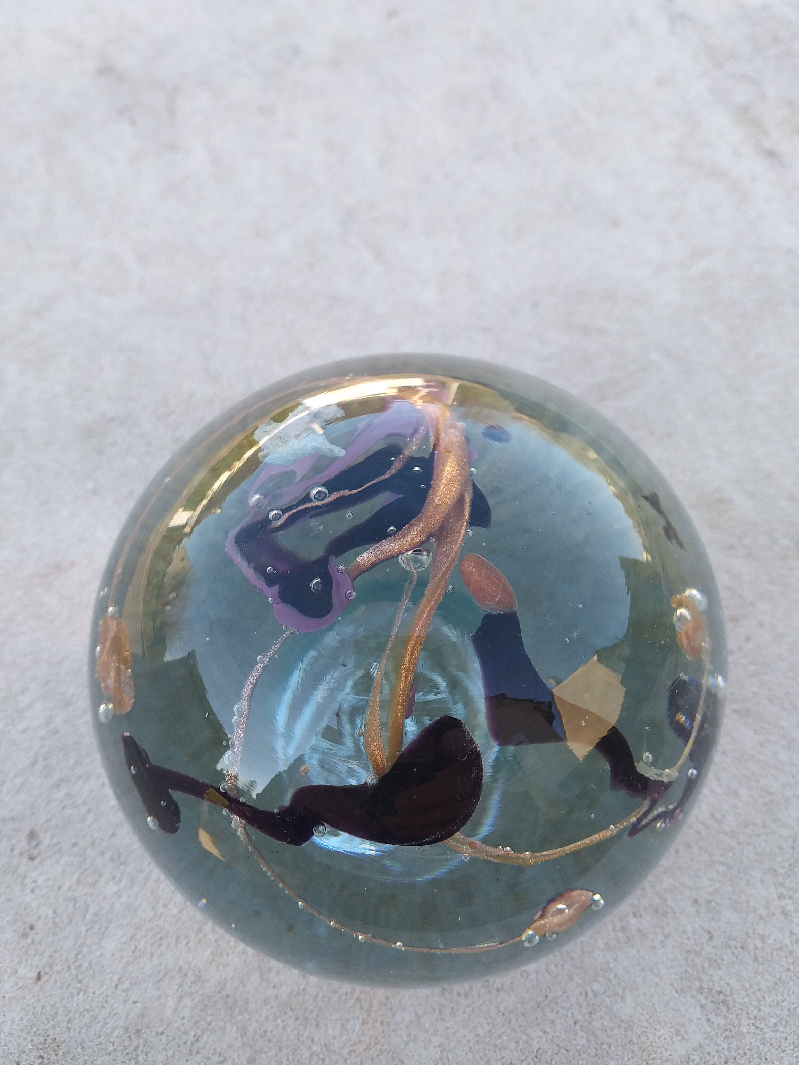 Inclusion glass paste paperweight Maure-Vieil -Bob Le Bleis - 1970's