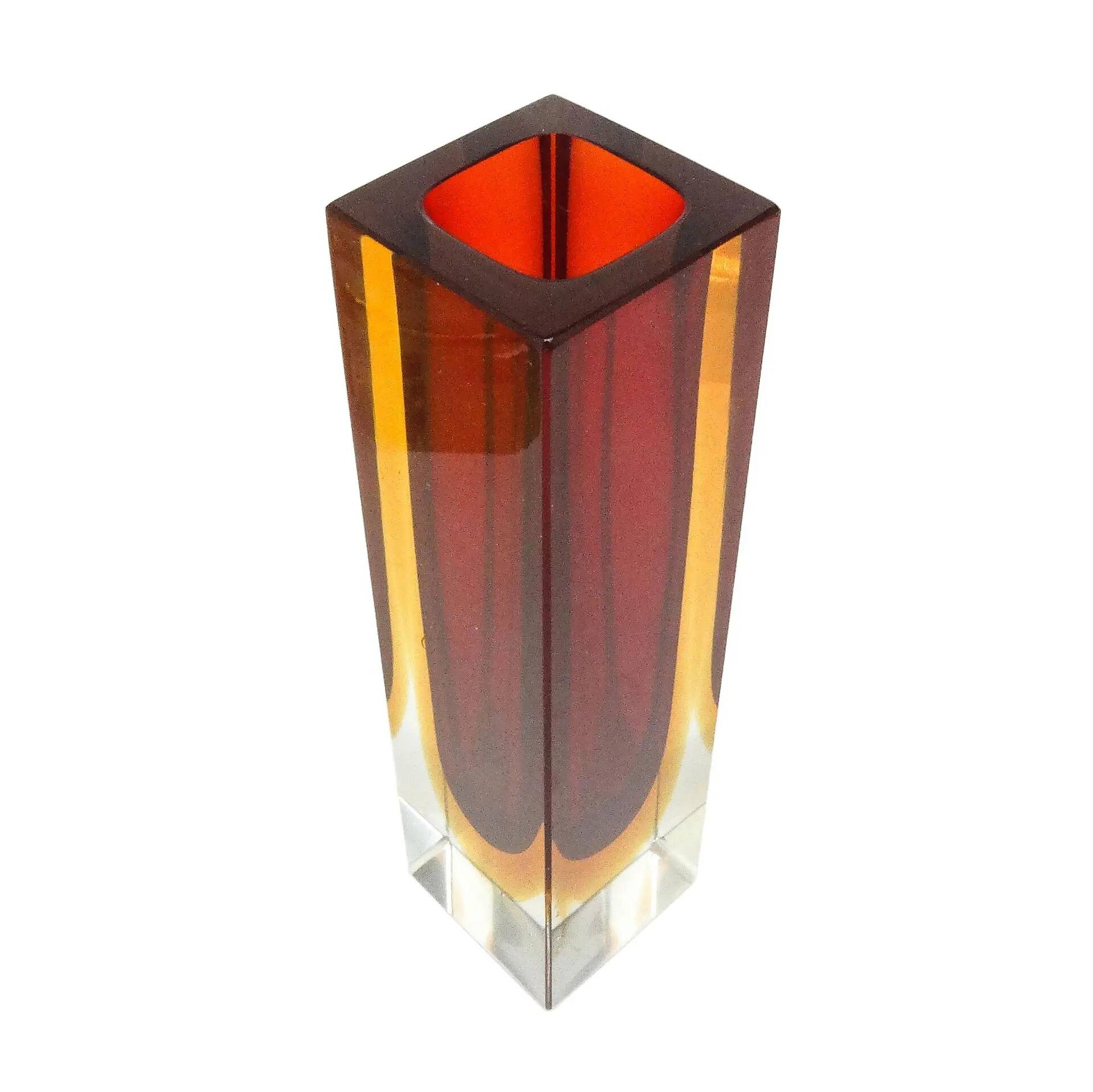 Sommerso vase, mid-century modern, glass, designed by F. Poli, Italy, 1950s