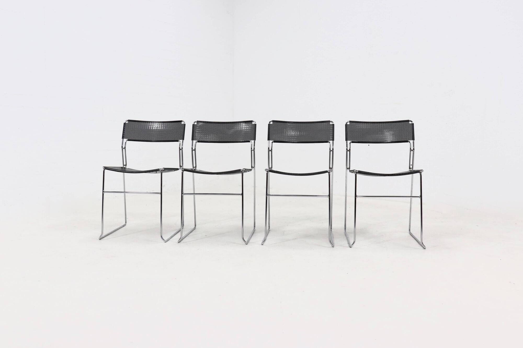 Set of 4 "Sultana" stacking dining chairs by Arrben Italy, 1980s