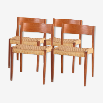 Lot de 4 chaises de salon Pia en Teck par Poul Cadovius pour Cado 1960s