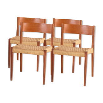 Lot of 4 Lounge Chairs Pia en Teck by Poul Cadovius for Cado 1960s