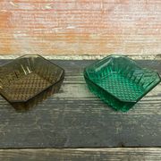 Set of 7 Antique ARCOROC Molded Glass Ramekins/Bowls, Smoked & Vintage Green