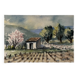 Small watercolor signed René Anglés