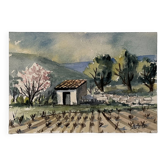 Petite aquarelle signée René Anglés