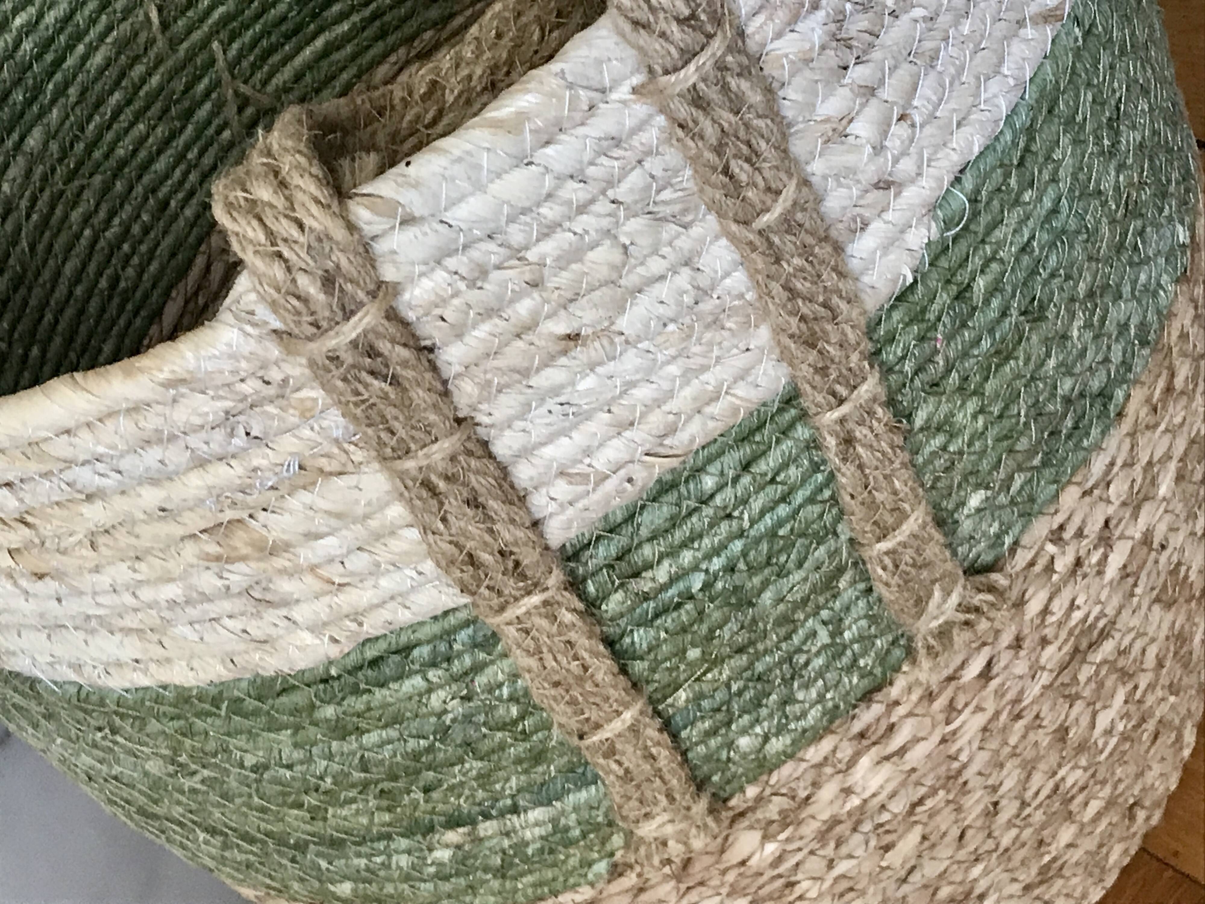 Large storage basket made from natural fibers