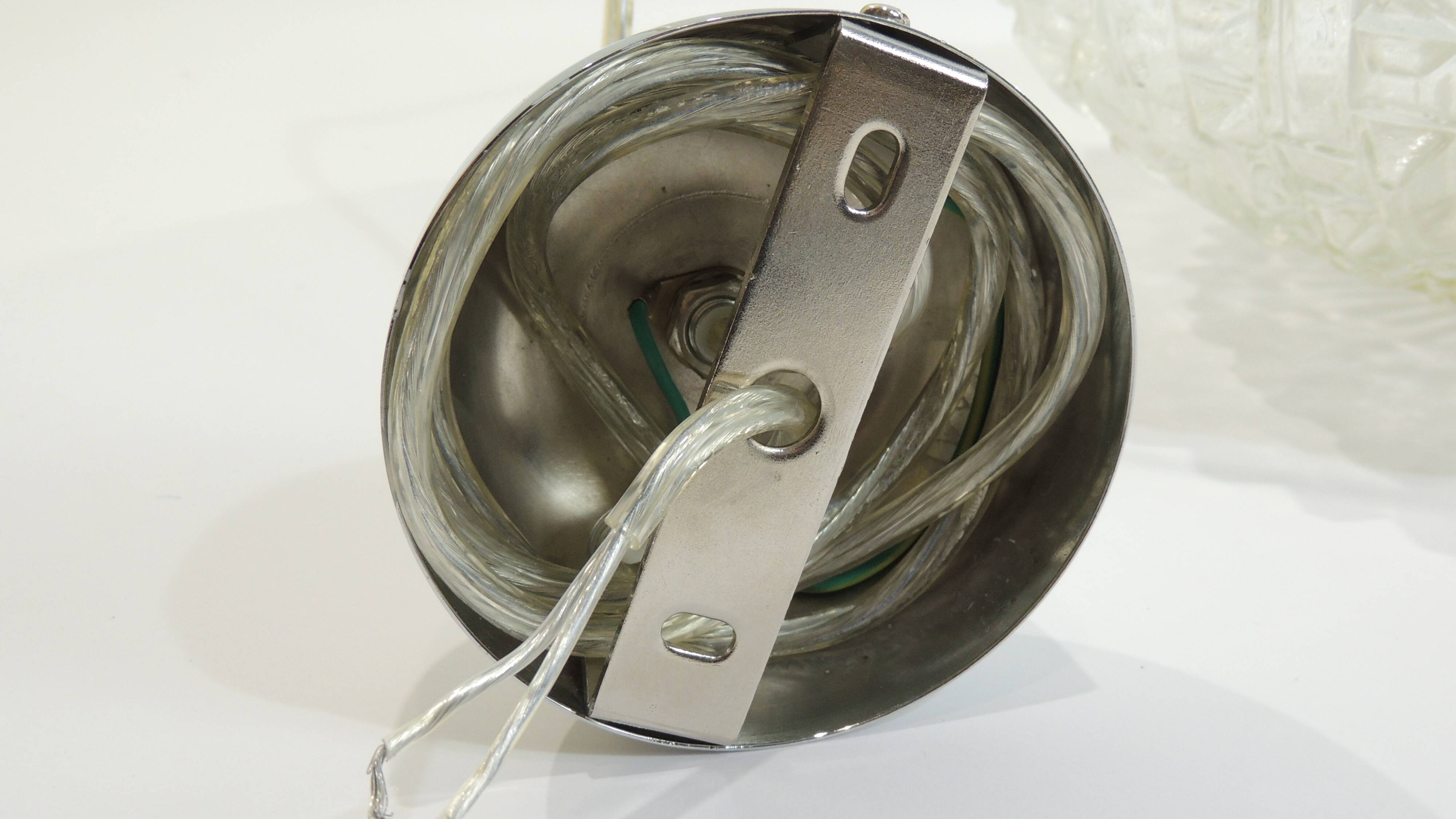 1970s vintage cut glass suspension – retro design ball lamp – L