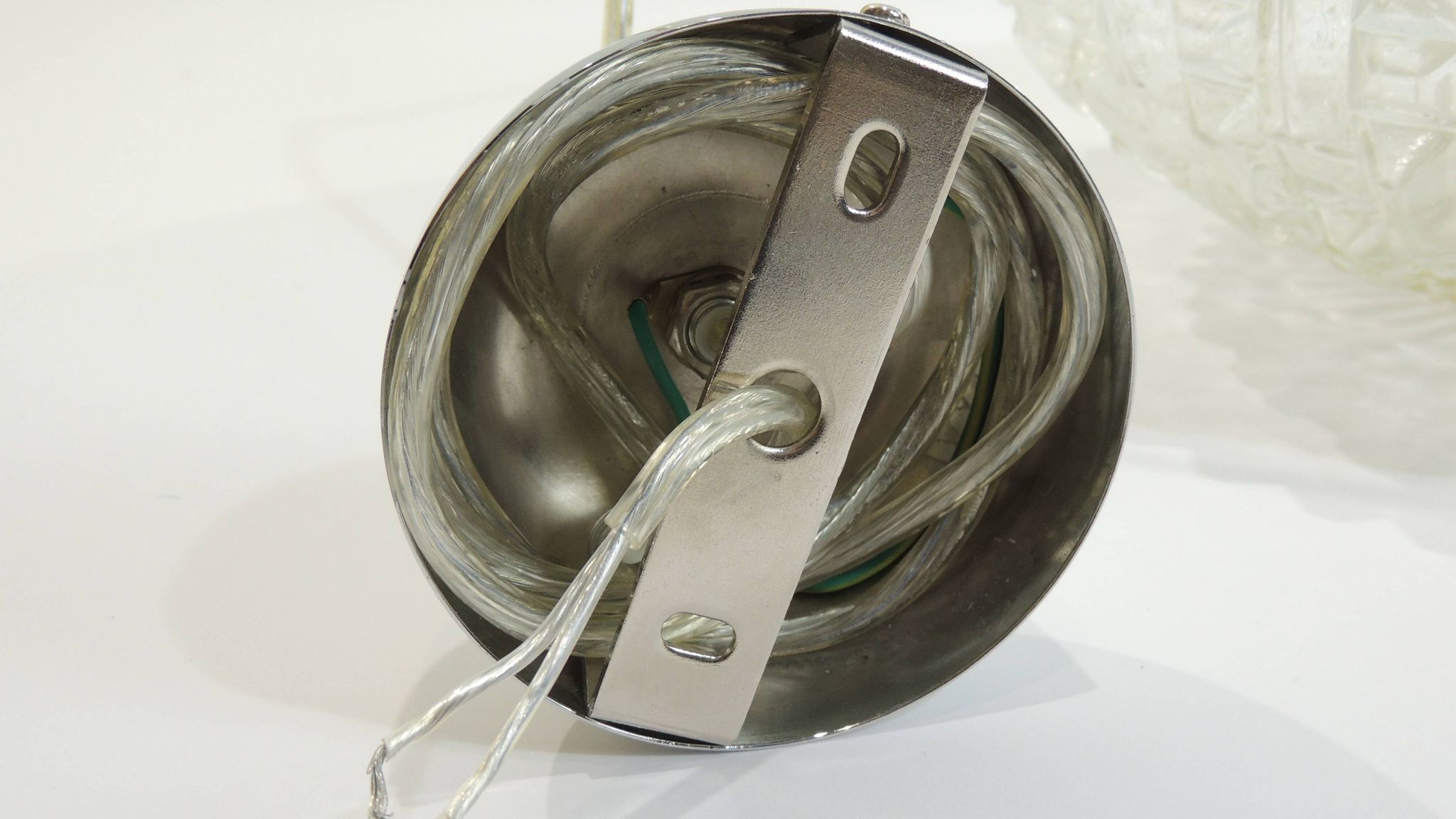 1970s vintage cut glass suspension – retro design ball lamp – L