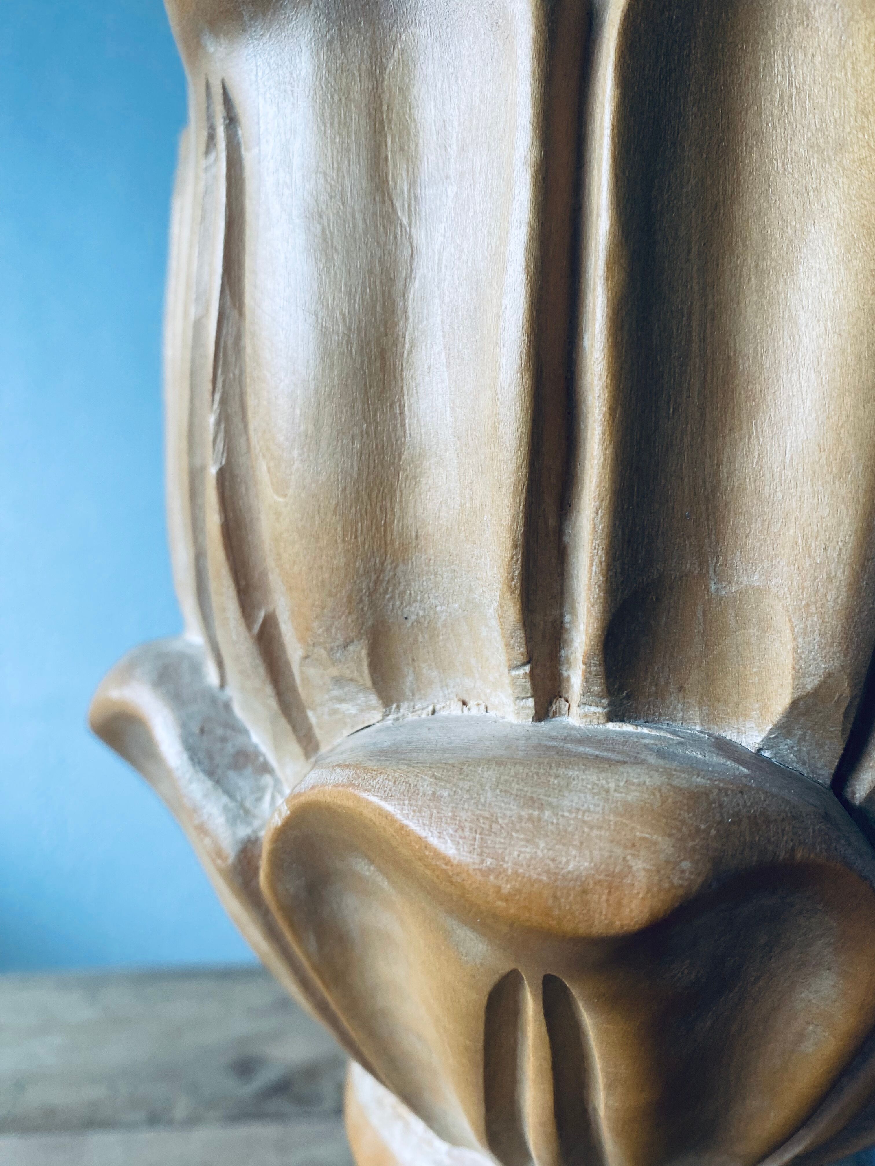 Large carved wooden lamp