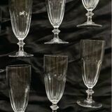 6 antique crystal champagne flutes and stemmed glasses