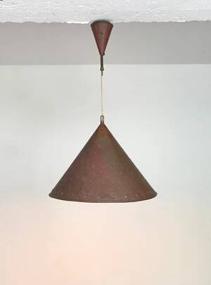 Brutalist suspension, hammered copper, E.S Horn Aalestrup Denmark, 1950-60