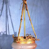 Bronze & glass pendant chandelier 1900s