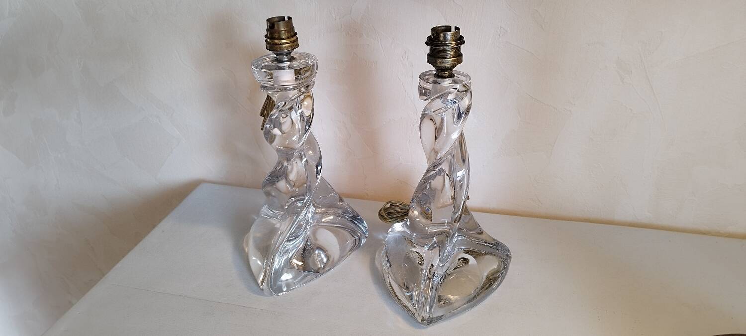 2 Lorraine crystal lamp bases
