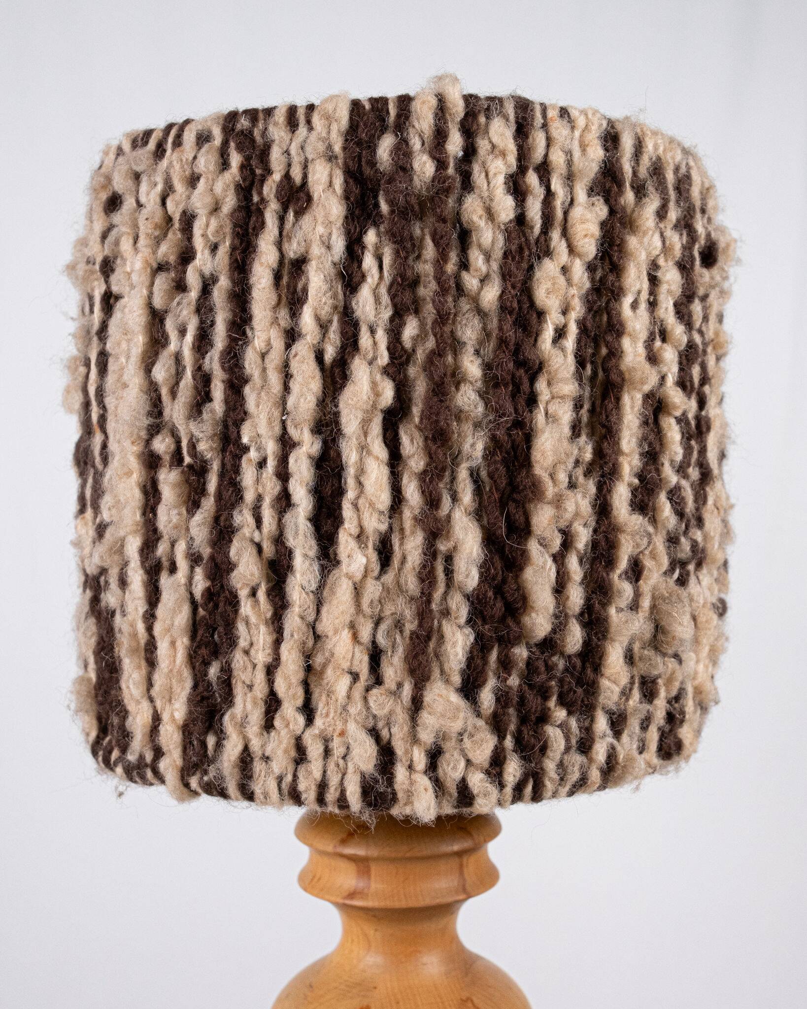 Large oak and wool lamp, French work from the 1960s.