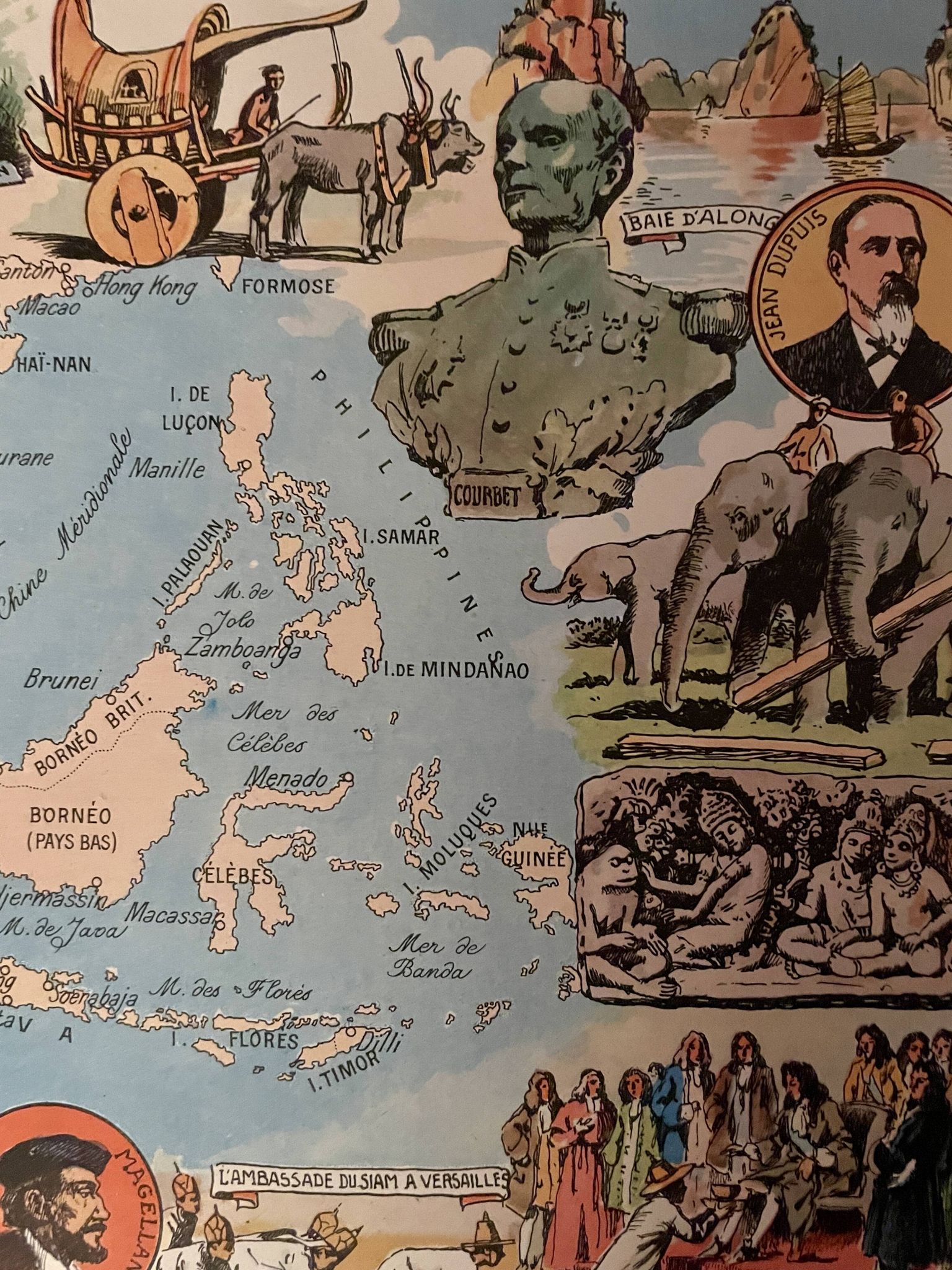 Old poster map of Indochina and Insulindia - JP Pinchon - 1940