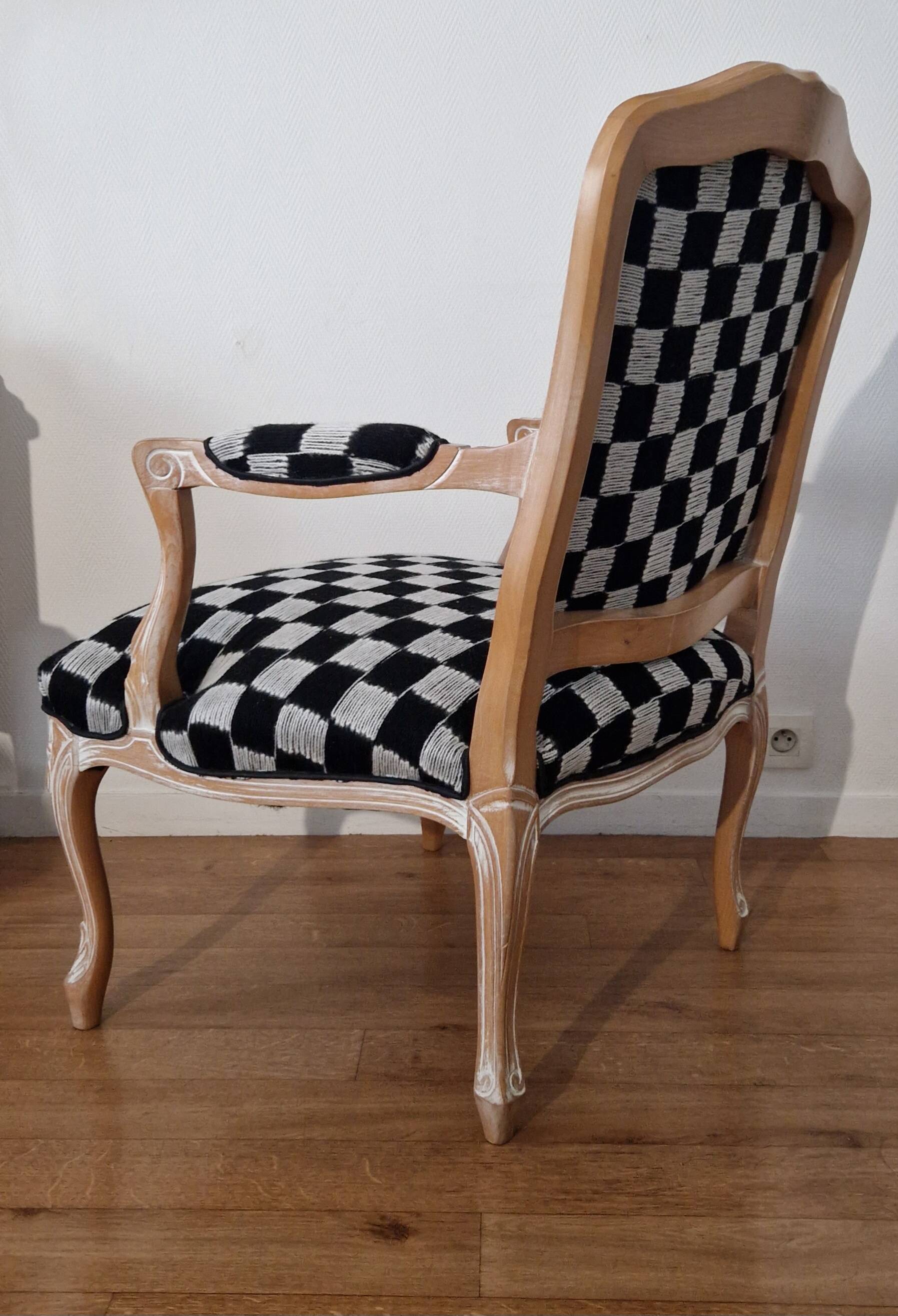 Louis XV style checkerboard armchair